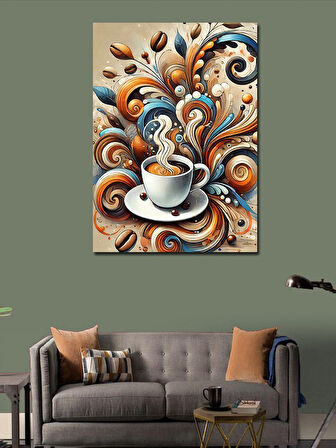 Kanvas Tablo Kahve ve Sanatsal Dalgalar
