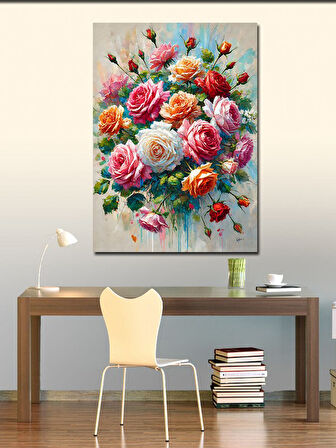 Kanvas Tablo Renkli Çiçek Buketi ve Bahar