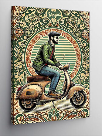 Kanvas Tablo Retro Vespa ve Stili Adam