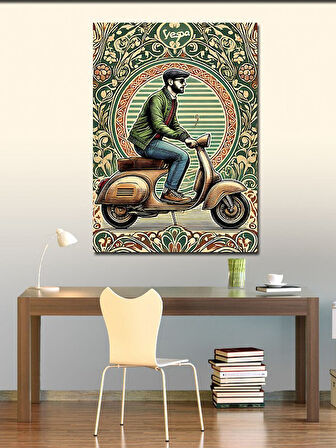 Kanvas Tablo Retro Vespa ve Stili Adam