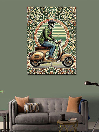 Kanvas Tablo Retro Vespa ve Stili Adam