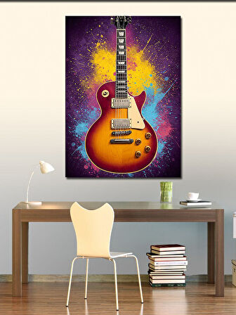 Kanvas Tablo Renkli Elektro Gitar