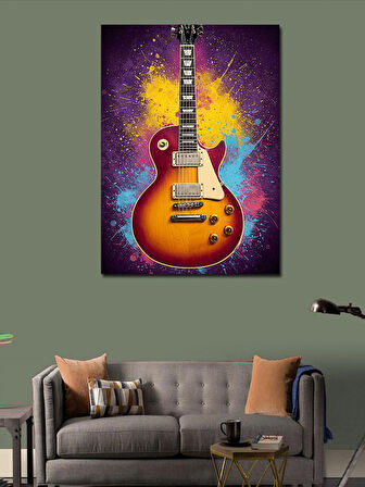 Kanvas Tablo Renkli Elektro Gitar