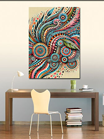 Kanvas Tablo Soyut Paisley Deseni ve Renkler