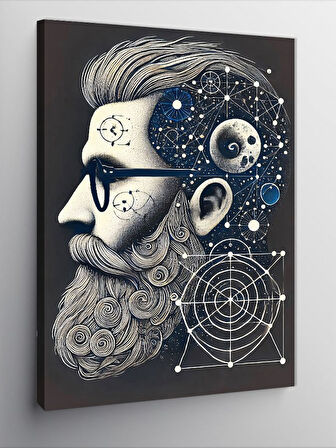 Kanvas Tablo Uzay Sakalı ve Geometrik Sanat