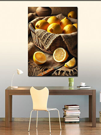 Kanvas Tablo Sarı Limon Sepeti ve Sadelik