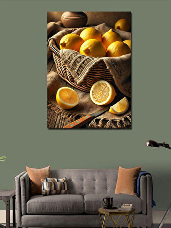 Kanvas Tablo Sarı Limon Sepeti ve Sadelik