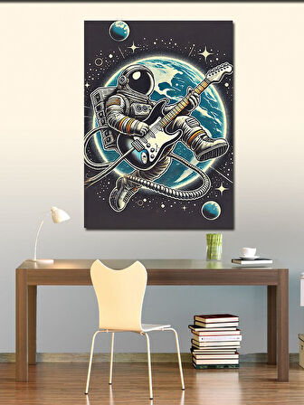Kanvas Tablo Uzayda Gitar Çalan Astronot