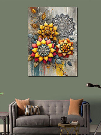 Kanvas Tablo Soyut Çiçek Deseni ve Zarafet