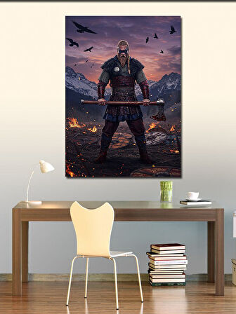Kanvas Tablo Viking Savaşçısı ve Dağların Gücü