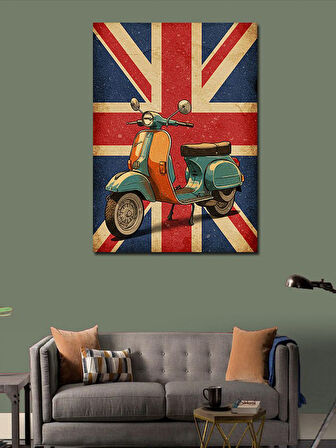Kanvas Tablo Union Jack ve Retro Vespa
