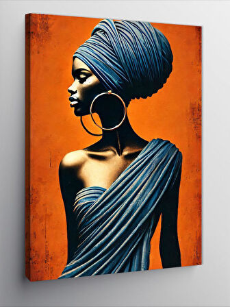 Kanvas Tablo Turuncu Tonlarda Afrikalı Kadın