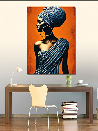 Kanvas Tablo Turuncu Tonlarda Afrikalı Kadın