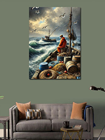 Kanvas Tablo Balıkçı ve Deniz Huzuru