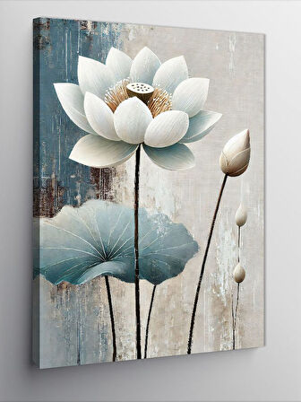 Kanvas Tablo Beyaz Lotus Çiçeği ve Minimalist Huzur