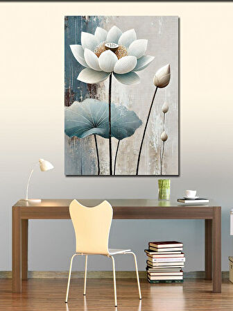 Kanvas Tablo Beyaz Lotus Çiçeği ve Minimalist Huzur
