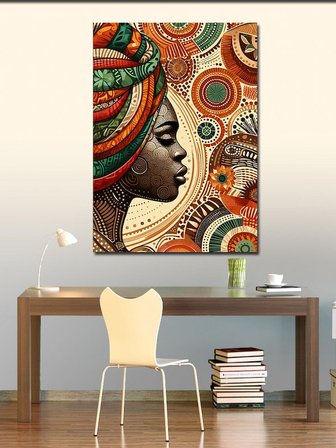 Kanvas Tablo Afrikalı Kadın ve Geleneksel Desen