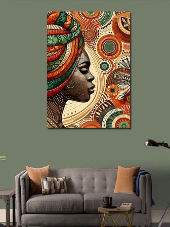 Kanvas Tablo Afrikalı Kadın ve Geleneksel Desen