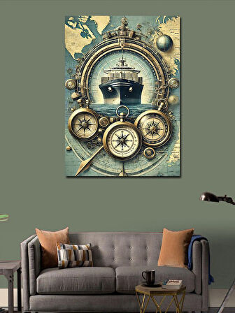 Kanvas Tablo Pusula Ve Keşif Ruhu