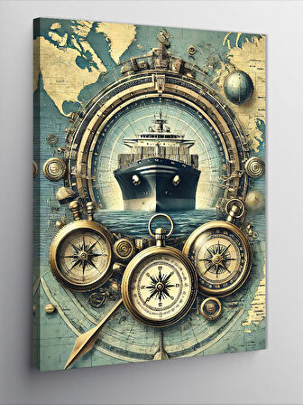 Kanvas Tablo Pusula Ve Keşif Ruhu