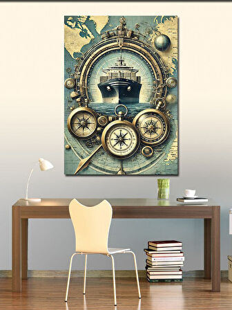 Kanvas Tablo Pusula Ve Keşif Ruhu