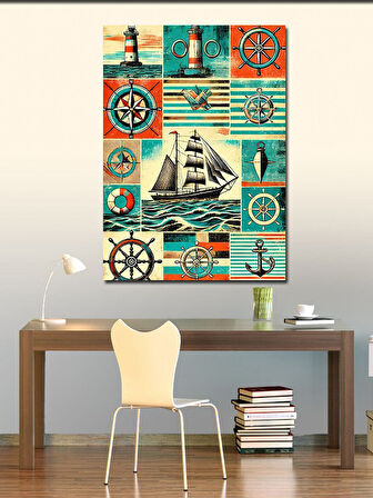 Kanvas Tablo Deniz Temalı Geometrik Desen