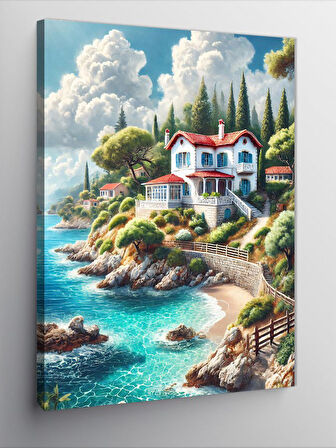 Kanvas Tablo Deniz Kıyısındaki Villa