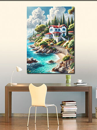 Kanvas Tablo Deniz Kıyısındaki Villa