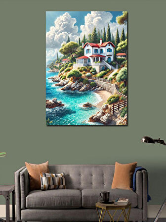 Kanvas Tablo Deniz Kıyısındaki Villa