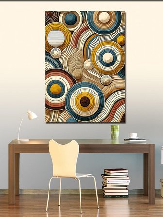 Kanvas Tablo Dairesel Retro Desenler