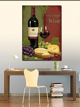 Kanvas Tablo Şarap Ve Peynir Sunumu