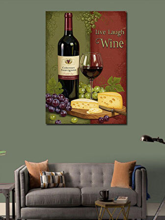Kanvas Tablo Şarap Ve Peynir Sunumu