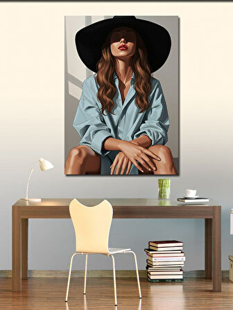 Kanvas Tablo Şapkalı Kadın Portresi