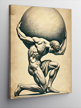 Kanvas Tablo Atlas Ve Dünya Heykeli