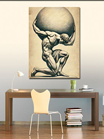 Kanvas Tablo Atlas Ve Dünya Heykeli