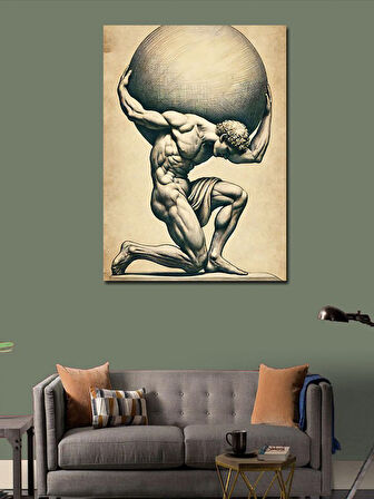 Kanvas Tablo Atlas Ve Dünya Heykeli