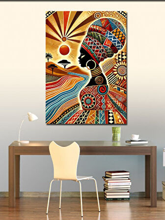 Kanvas Tablo Afrika Desenli Kadın Portresi