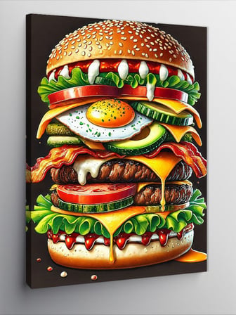 Kanvas Tablo Dev Burger Ve Malzemeler