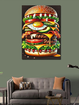 Kanvas Tablo Dev Burger Ve Malzemeler