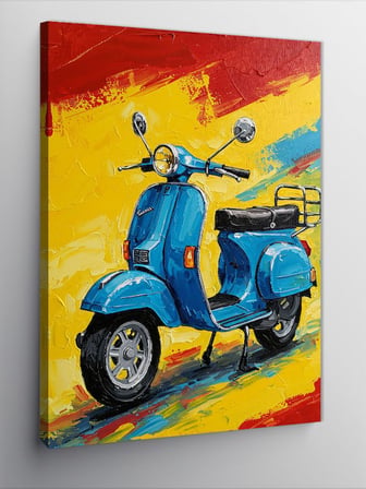 Kanvas Tablo Mavi Scooter Motor