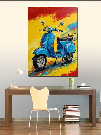 Kanvas Tablo Mavi Scooter Motor