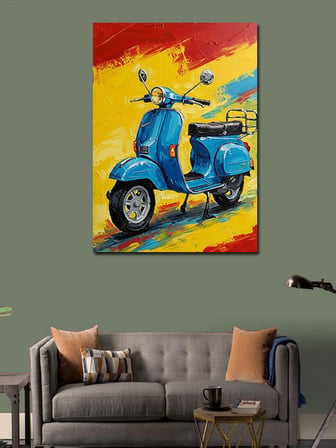 Kanvas Tablo Mavi Scooter Motor