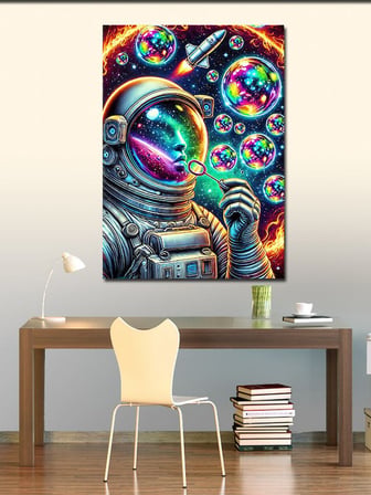 Kanvas Tablo Baloncuklu Uzay Astronotu
