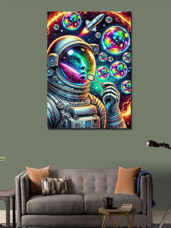 Kanvas Tablo Baloncuklu Uzay Astronotu