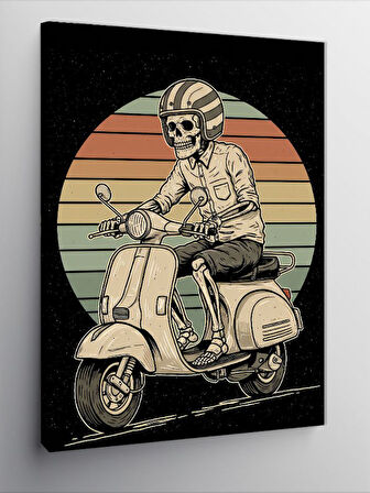 Kanvas Tablo Vintage Scooter Ve Çizgiler
