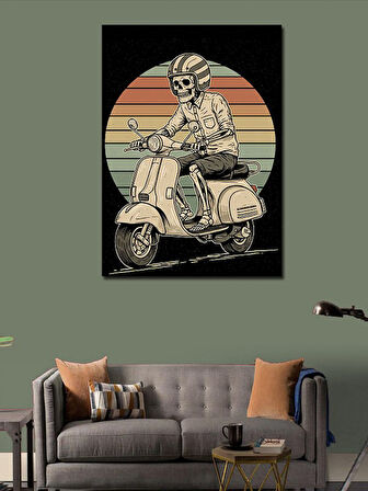 Kanvas Tablo Vintage Scooter Ve Çizgiler
