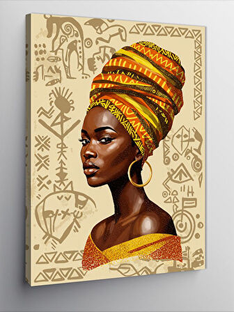 Kanvas Tablo Sarı Şal Ve Etnik Kadın Portresi