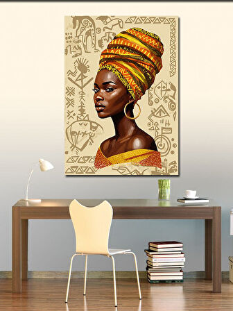 Kanvas Tablo Sarı Şal Ve Etnik Kadın Portresi