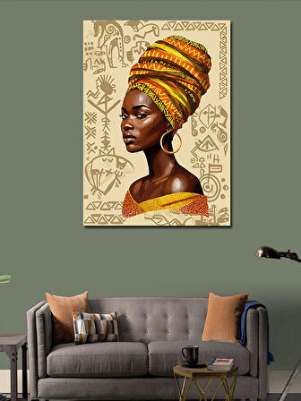 Kanvas Tablo Sarı Şal Ve Etnik Kadın Portresi