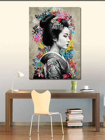 Kanvas Tablo Geleneksel Japon Geisha Kadın